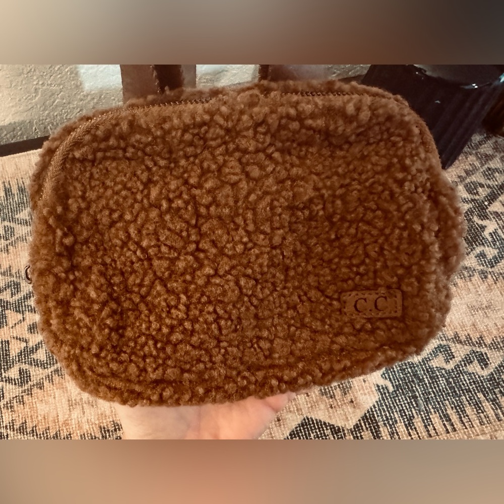 C.C Beanie Brown Teddy Bear Sherpa Belt Bag